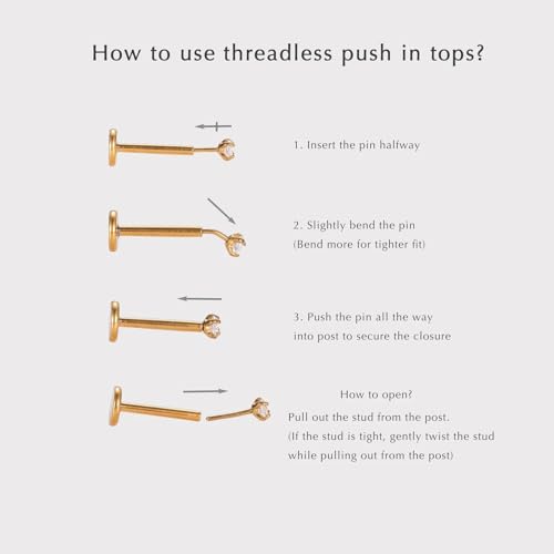 16G/18G/20G Tiny CZ Stud Earrings, Gold Flat Back Earrings, Threadless Cartilage Tragus Piercing Conch Stud Nose Helix Stud - color: Dot -Gold, size: 18 gauge (1.0mm post)