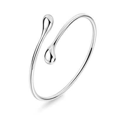 REVOLIA Teardrop Cuff Bracelet for Women Gold Open Cuff Bangle Bracelet Adjustable Minimalist Thin Bangle Wrist Cuff Bracelet Jewelry - color: Silver