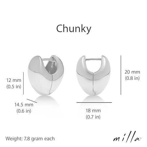 Milla Small Silver Hoop Earrings and Chunky Gold Hoops for Women | Small Chunky Silver Hoops and Thick Gold Hoop Earrings for Women. Available in 14K Gold and Silver Plated Finish - color: Silver - Chunky