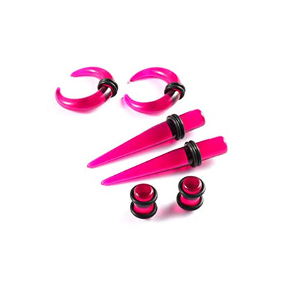Ear Stretching Kit 54 Pieces 14Gauges-00Gauges Earrings Piercing Kit - color: purple
