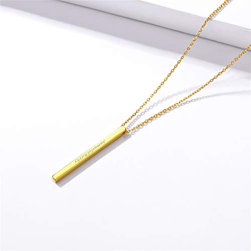 ChicSilver Customizable Vertical Bar Pendant Necklace 925 Sterling Silver Y Necklace Simple Fashion Jewelry Gifts for Women - style: B. 2mm Vertical Bar-Gold Engraving