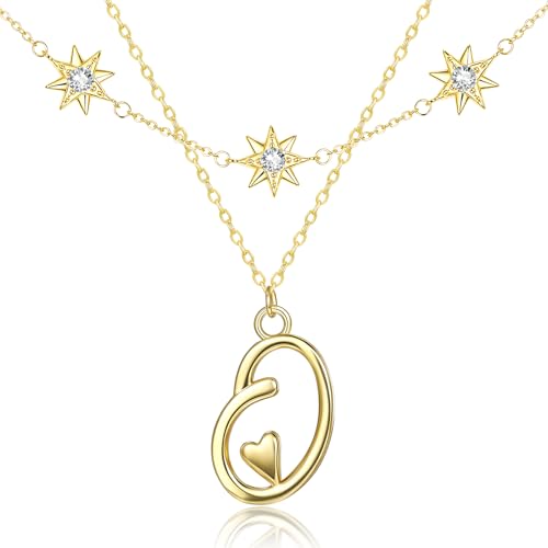 14K Gold A-Z Initial Lette Necklace Star Choker Women Necklace | Personalized Initial Jewelry, Meaningful Name Letter Gift for Women Wife Mom Friend, Perfect Present For Birthday/Anniversary - style: 14K Gold-O