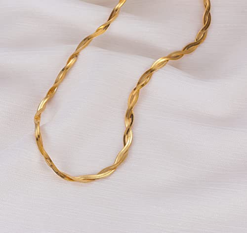 CHESKY 14K Gold/Silver Plated Snake Chain Necklace Herringbone Necklace | Gold Necklace for Women,layered Herringbone Necklace,1.5/3/5MM(W) 14"/16"(L) ,Mothers Day Gifts for Mom,Jewelry - color: gold, style: twisted