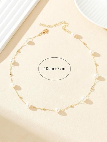 Dainty Lariat Pearl Necklace for Women, Long Gold Minimalist Charm Jewelry, Elegant Pearl Pendant Necklace Gift - color: L-Virgo constellation pendant necklace