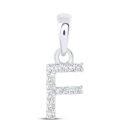 Solid 10K Yellow Gold Real Natural Diamond Womens A-Z Initial Letter Pendant Charm - 1/2 Inch Height - for Necklaces .03 Carat (.03 Cttw) - style: F - 10k White Gold