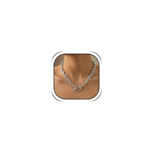 Gold Necklace for Women Gold T Bar Necklace OT Clasp Necklace Paperclip Chain Necklace Dainty Necklace Choker Necklaces Jewerly Gift