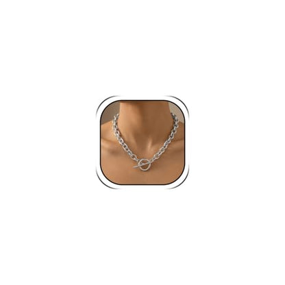 Gold Necklace for Women Gold T Bar Necklace OT Clasp Necklace Paperclip Chain Necklace Dainty Necklace Choker Necklaces Jewerly Gift