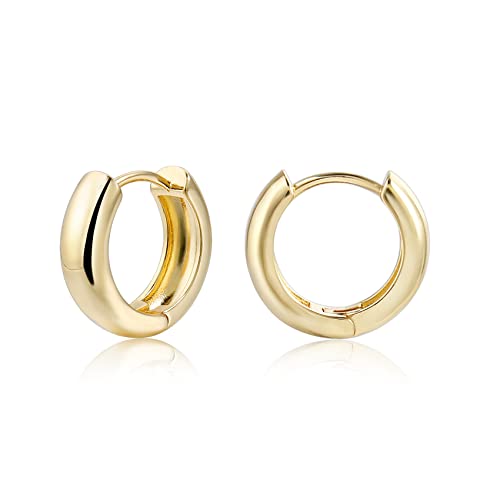 CONRAN KREMIX Small Thick Gold Chunky Hoop Earrings Lightweight Huggie Hoops For Women - color: 18.0 MM - Gold