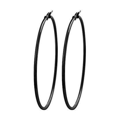 Rounded Hoops Earrings (20mm-60mm Diameter) - color: Black 60mm