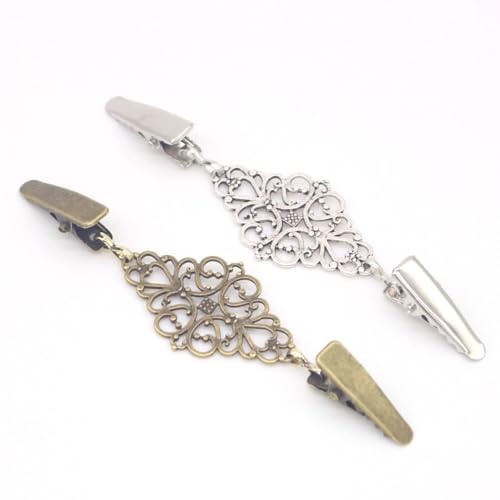 Retro Sweater Clips Fasteners Flower Pattern Cardigan Dress Shirts Collar Brooch Back Cinch Clip For Women Girls - color: Gold, size: onesize