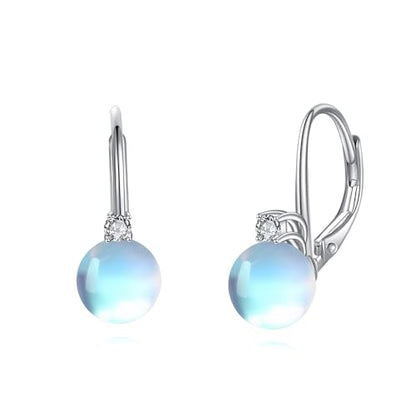 TIGER RIDER Pearl Earrings 925 Sterling Silver Leverback Hypoallergenic Drop Earring Jewelry for Women Birthday Gifts - style: Moonstone
