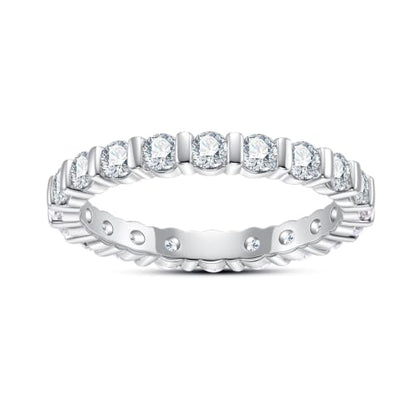 Cubic Zirconia Eternity Wedding Band Rings Round Cut 5A Grade D Color CZ Stacking Band Engagement Promise Rings for Women - style: Round band-b