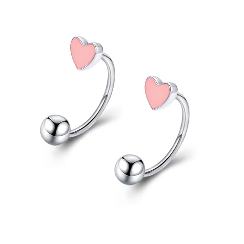 Pingyongchang 16G Cute Heart Snake Bite Jewelry, Lip Rings Snake Bites, Horseshoe Tragus Hoop Jewelry for Lip Piercing, Titanium Septum Daith Tragus Threaded Body Piercing Ring 8mm 10mm 12mm-2PCS - color: Pink, size: 12mm