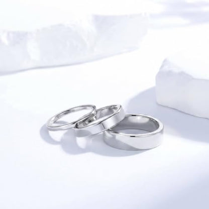 2mm 4mm 6mm Thin Titanium Wedding Rings Band for Women Man - color: Silver-4mm