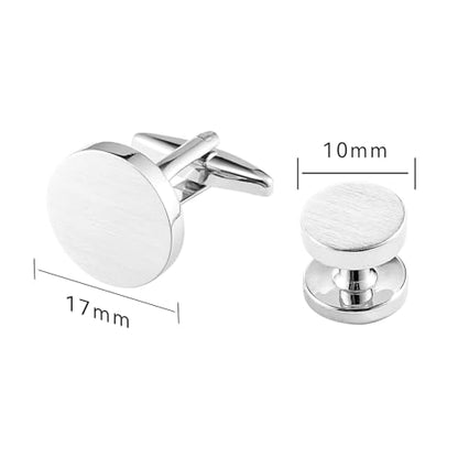 Cufflinks for Men and Tuxedo Shirt Studs Set with Gift Box Stainless Steel Cuff links - style: Silver