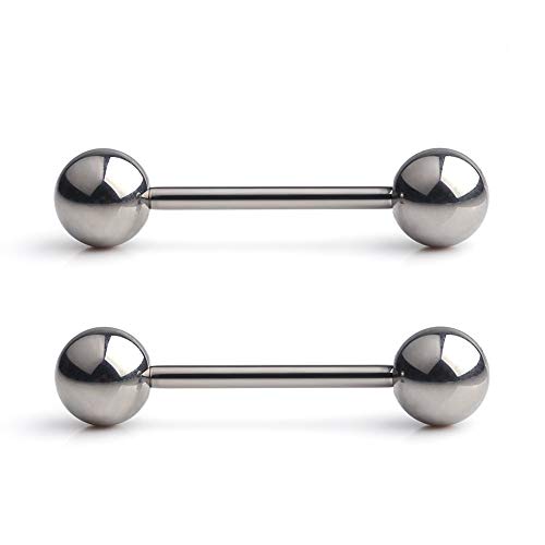 Grade 23 Titanium Externally Threaded Nipple Piercing Jewelry Barbell Ring Tongue Rings Nipple Straight Body Piercing Jewelry for Women Men 14G 16G 12mm 14mm 16mm 19mm - style: 16GA - 1/2" (12mm)