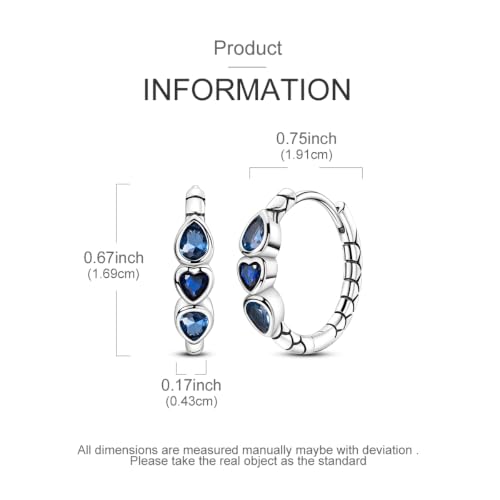 Parmuz 925 Sterling Silver Butterfly Huggies Hoop Earrings for Woman | Gold Plated Cubic Zirconia Star Moon cross Twisted huggie Hoop Post Chunky Small Tiny cuff Snake Heart Earring Gift for Her - color: blue silver