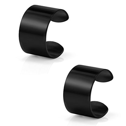 Stainless Steel Ear Cuff Non piercing Fake Clip-on Cartilage Earring Set Women Men 6pcs - color: 6PCS - Black