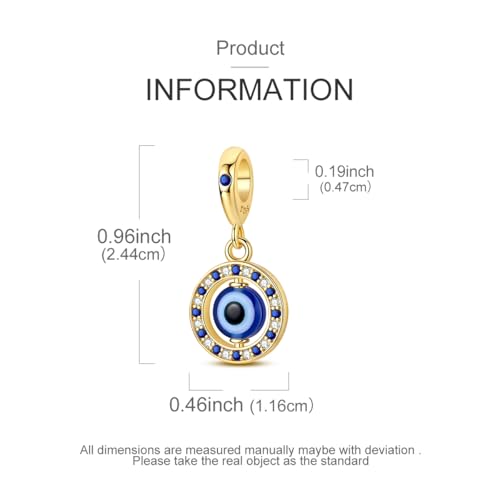 14K Gold Plated Charms for Bracelets Necklace Star Moon Cross Beads Woman | 925 Sterling Silver Charms Butterfly Cute Cat Dog Evil Eye Lucky Bracelet Beads Aesthetic Peandant Jewelry Gift for Mom - color: gold evil eye