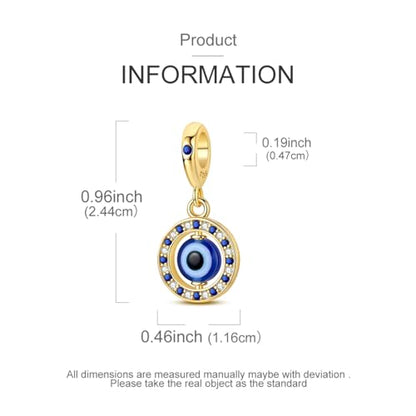 14K Gold Plated Charms for Bracelets Necklace Star Moon Cross Beads Woman | 925 Sterling Silver Charms Butterfly Cute Cat Dog Evil Eye Lucky Bracelet Beads Aesthetic Peandant Jewelry Gift for Mom - color: gold evil eye