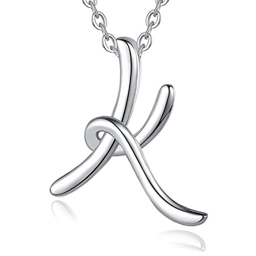 EUDORA Sterling Silver Initial Necklaces for Women, Classic 26 Letter Neckless Gifts for Girls, Sister, Mother Daughter, 18 inch Chain - style: K