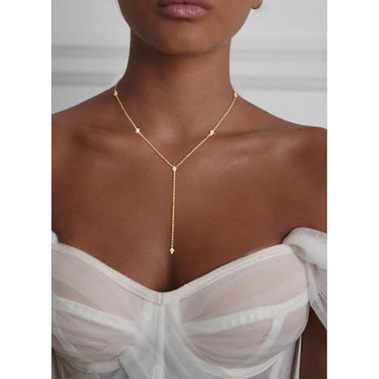 VIROMY Gold Long Y Necklaces for Women Trendy - Dainty Lariat Chain Drop Pendant Necklace for Women Gold Statement Jewelry - color: Y Necklace 04