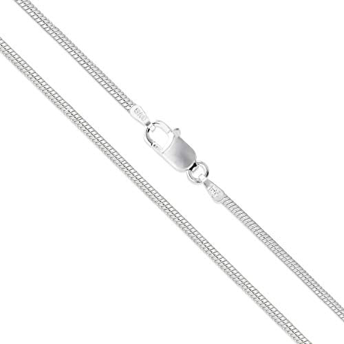 Sterling Silver Round Snake 0.8mm 0.9mm 1mm 1.2mm 1.6mm Chain 925 Italy Necklace - size: Length 15 Inches, style: 1.2mm