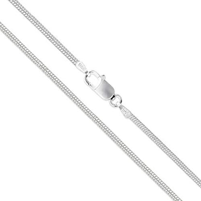 Sterling Silver Round Snake 0.8mm 0.9mm 1mm 1.2mm 1.6mm Chain 925 Italy Necklace - size: Length 20 Inches, style: 1.2mm