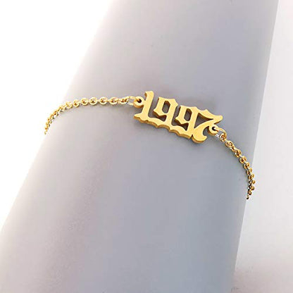 CSIYANJRY99 Birth Year Ankle Bracelets for Women14K Gold Plated Birth Year Number Anklets Adjustable Chain Beach Foot Ankle Bracelets for Women Birthday - style: 1997