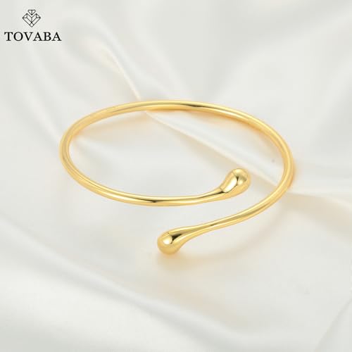 Chunky 14k Gold Cuff Bracelets for Women - Non Tarnish Teardrop Bangle Multi-layer Cross Wire Open Bracelets - color: 05 Gold-Teardrop Cuff Bracelets
