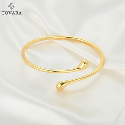 Chunky 14k Gold Cuff Bracelets for Women - Non Tarnish Teardrop Bangle Multi-layer Cross Wire Open Bracelets - color: 05 Gold-Teardrop Cuff Bracelets
