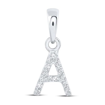 Solid 10K Yellow Gold Real Natural Diamond Womens A-Z Initial Letter Pendant Charm - 1/2 Inch Height - for Necklaces .03 Carat (.03 Cttw) - style: A - 10k White Gold