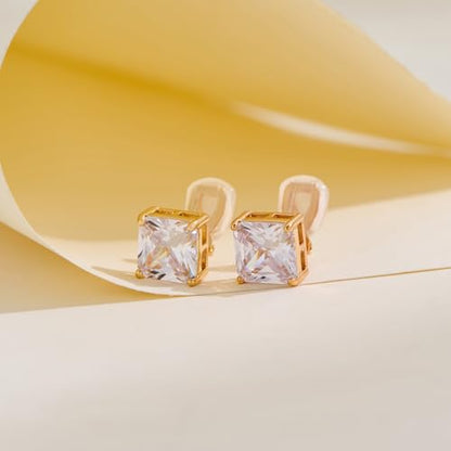 FAMARINE CZ Clip on Earrings for Women Clip Earring Non-pierced Earrings - style: Big Square
