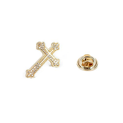 Men's Tie Pins Lapel Pins Brooches Suit Accessories - color: 1pcs cross gold