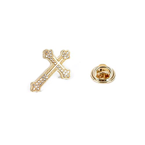 Men's Tie Pins Lapel Pins Brooches Suit Accessories - color: 1pcs cross gold