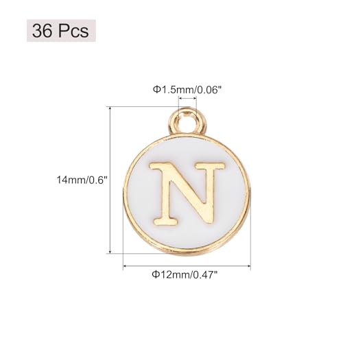 MECCANIXITY Pendants Letter Charm Initial Charm Double Sided Alphabet for DIY Necklace Bracelet Earrings Jewelry Making - style: N