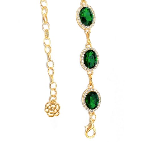 Womens Chain Belt with Jewelry Inlaid Thin Waistband Fashion Waist Belts for Dress Jeans - color: Green