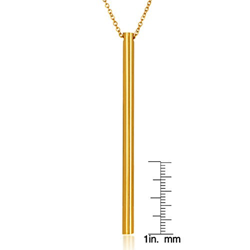 West Coast Jewelry ELYA Women's Polished Long Bar Gold Plated Necklace | This gold-plated necklace delivers a luxurious finish backed by tarnish-resistant steel.