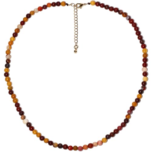 Simple 4mm Gemstones and Crystals Choker Necklace Unisex 16"-18" | Necklaces for Women Men, Adjustable, 40-45 cm Chain Length, Handmade, Spiritual Gemstones, Positive Energy, Daily Wear - style: Egg Yolk Stone