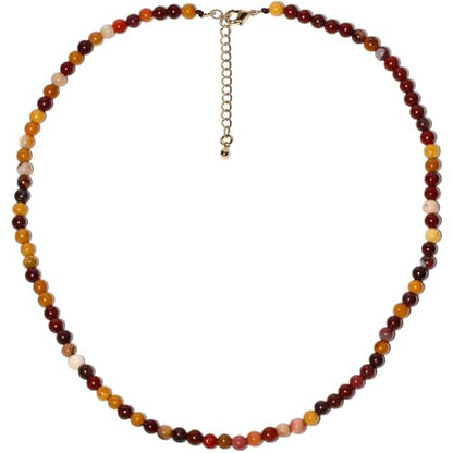 Simple 4mm Gemstones and Crystals Choker Necklace Unisex 16"-18" | Necklaces for Women Men, Adjustable, 40-45 cm Chain Length, Handmade, Spiritual Gemstones, Positive Energy, Daily Wear - style: Egg Yolk Stone