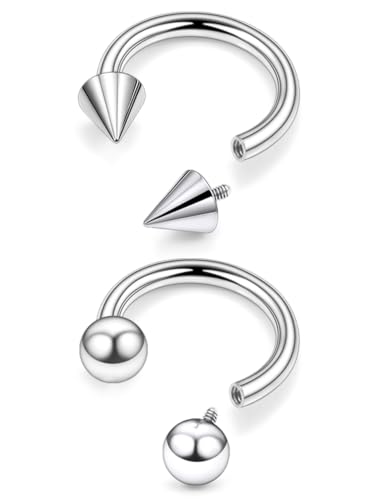 F136 Titanium 20/18/16/14/12/8/4/2g Septum Nose Rings Gauge Earrings Lip Rings Prince Albert Jewelry Internally Threaded Horseshoe Hoop Piercings - size: 14g*08mm