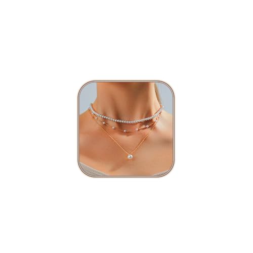 HERIER Gold Jewelry Set for Women - Dainty 14K Gold/Silver Plated Pearl Choker Necklace, Drop Earrings & Bracelets - Wedding Trendy Pearl Jewelry Gift - color: Pearl Necklace Set-Gold