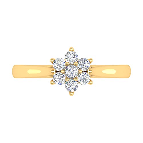 1/4 Carat Flower Shaped Cluster Prong Set Diamond Ring Band 10K Solid Gold - color: Yellow Gold