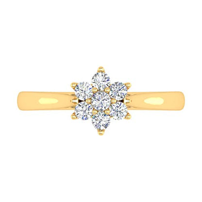 1/4 Carat Flower Shaped Cluster Prong Set Diamond Ring Band 10K Solid Gold - color: Yellow Gold