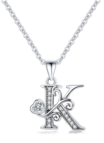 S925 Sterling Silver Initial Letter Necklaces for Women Dainty Letter Chain Necklace for Women Personalized Jewelry Gifts - style: K
