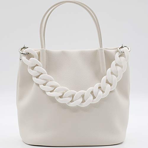 AUMEY Handbag Chain Straps Acrylic Purse Chain Strap Fashionable Replacement Purse Clutches Handles for Purse Handbags DIY Crafts, 15.7 inch of Each (02- White) - color: 02- White