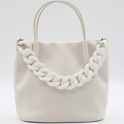 AUMEY Handbag Chain Straps Acrylic Purse Chain Strap Fashionable Replacement Purse Clutches Handles for Purse Handbags DIY Crafts, 15.7 inch of Each (02- White) - color: 02- White