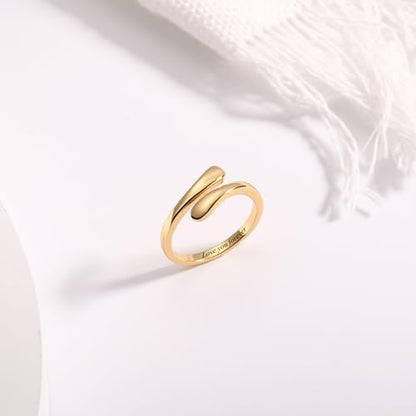 INBLUE Personalized 925 Sterling Silver Spiral Twist Ring for Women Customized Engraving Name/Date with Birthstones Adjustable Open Wrap Band Promise Ring Gift for Wedding Engagement - color: Style C2