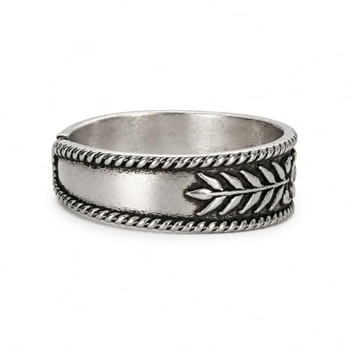 Sterling Silver Toe Ring, Adjustable Open Band, Handmade | Fits Toe, Knuckle or Pinky Ring | One Size Fits Most | Comfortable to Wear | Minimalist Style | Water Resistant - style: Floral Oxidized Band