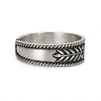 Sterling Silver Toe Ring, Adjustable Open Band, Handmade | Fits Toe, Knuckle or Pinky Ring | One Size Fits Most | Comfortable to Wear | Minimalist Style | Water Resistant - style: Floral Oxidized Band